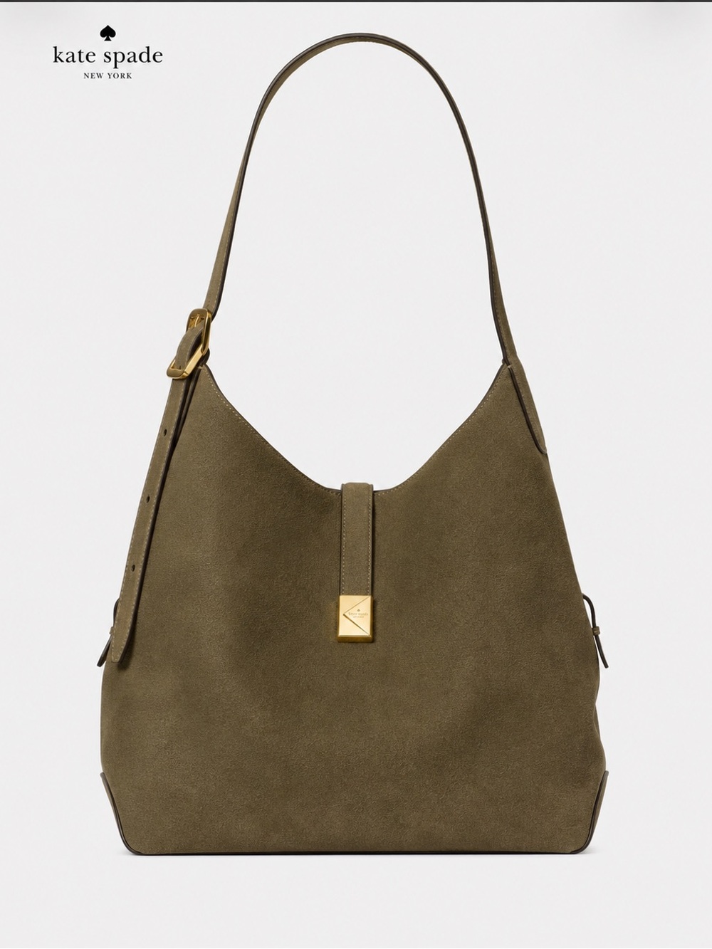 Kate Spade New York Deco Large Shoulder Bag – Garden Soil Suede NWT Retail $398